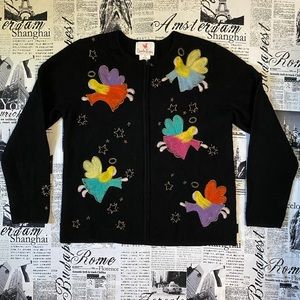 90s Y2K angel fairy wool cardigan sweater